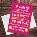 Funny Joke Mothers Day Card For Mum From Daughter Son