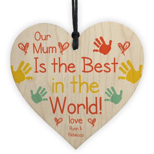 Personalised Best Mum Wood Heart Mothers Day Gift For Mum