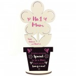 Personalised Wood Flower Mothers Day Birthday Gift For No 1 Mum