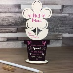 Personalised Wood Flower Mothers Day Birthday Gift For No 1 Mum