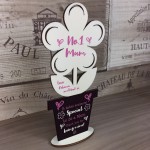 Personalised Wood Flower Mothers Day Birthday Gift For No 1 Mum