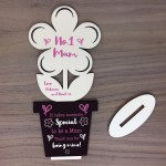 Personalised Wood Flower Mothers Day Birthday Gift For No 1 Mum