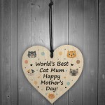 Novelty Mothers Day Cat Mum Funny Wooden Heart Gift For Cat