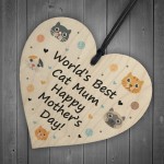 Novelty Mothers Day Cat Mum Funny Wooden Heart Gift For Cat