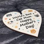 Novelty Mothers Day Cat Mum Funny Wooden Heart Gift For Cat