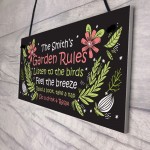 Personalised Garden Rules Sign Floral Summerhouse Shed Plaque