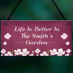 Personalised Garden Sign Family Plaque New Home Gift Flowers