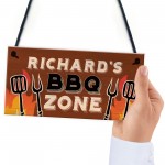 Personalised BBQ Zone Sign Outdoor Garden Man Cave Sign