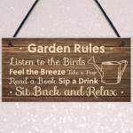 Garden Rules Sign Hanging Shed Summerhouse Plaque Rustic