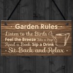 Garden Rules Sign Hanging Shed Summerhouse Plaque Rustic