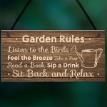 Garden Rules Sign Hanging Shed Summerhouse Plaque Rustic