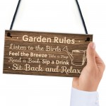 Garden Rules Sign Hanging Shed Summerhouse Plaque Rustic