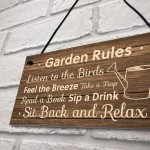 Garden Rules Sign Hanging Shed Summerhouse Plaque Rustic