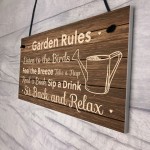 Garden Rules Sign Hanging Shed Summerhouse Plaque Rustic