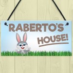 Personalised Rabbit Lover Gift Door Hutch Sign Rabbit House Sign