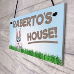 Personalised Rabbit Lover Gift Door Hutch Sign Rabbit House Sign