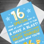 Funny 16th Birthday Card For Him Her Daughter Son Grandson