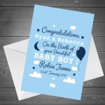 Personalised New Baby Boy Card Congratulations Parents Card