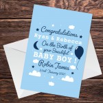 Personalised New Baby Boy Card Congratulations Parents Card