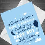 Personalised New Baby Boy Card Congratulations Parents Card