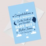 Personalised New Baby Boy Card Congratulations Parents Card