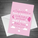 Personalised New Baby Girl Card Congratulations Parents Card