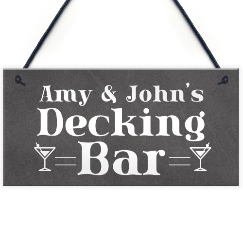 Personalised Decking Bar Sign Shabby Garden Summerhouse Sign