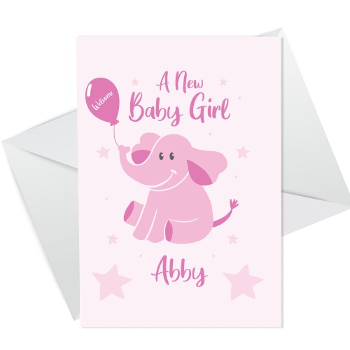 New Baby Girl Card Personalised Congratulations New Parents Card