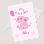 New Baby Girl Card Personalised Congratulations New Parents Card