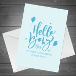 Hello Baby Boy Card Personalised Congratulations New Parents