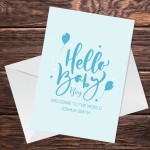 Hello Baby Boy Card Personalised Congratulations New Parents