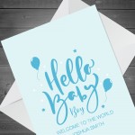 Hello Baby Boy Card Personalised Congratulations New Parents