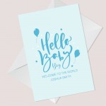 Hello Baby Boy Card Personalised Congratulations New Parents