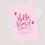 Hello Baby Girl Card Personalised Congratulations New Parents