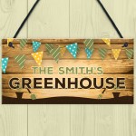 Personalised Colourful Greenhouse Sign For Garden Shed Family