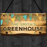 Personalised Colourful Greenhouse Sign For Garden Shed Family