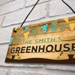 Personalised Colourful Greenhouse Sign For Garden Shed Family