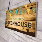 Personalised Colourful Greenhouse Sign For Garden Shed Family