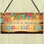 Personalised Colourful Mud Kitchen Sign For Garden Daughter Son