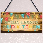 Personalised Colourful Mud Kitchen Sign For Garden Daughter Son