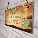 Personalised Colourful Mud Kitchen Sign For Garden Daughter Son