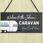 Personalised Caravan Sign For Family Hanging Door Sign 