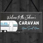 Personalised Caravan Sign For Family Hanging Door Sign 