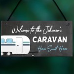 Personalised Caravan Sign For Family Hanging Door Sign 