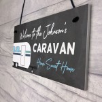 Personalised Caravan Sign For Family Hanging Door Sign 