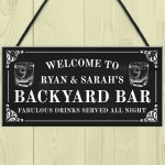 Personalised Backyard Bar Sign Shabby Chic Bar Pub Plaque