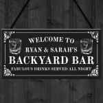 Personalised Backyard Bar Sign Shabby Chic Bar Pub Plaque