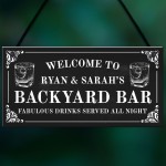 Personalised Backyard Bar Sign Shabby Chic Bar Pub Plaque