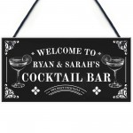 Personalised Cocktail Bar Sign Shabby Chic Bar Pub Plaque