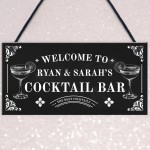 Personalised Cocktail Bar Sign Shabby Chic Bar Pub Plaque